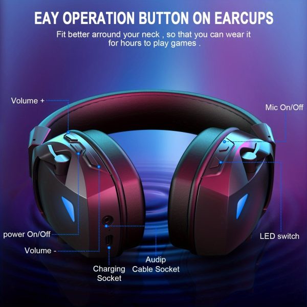 Ultra-Clear Wireless Gaming Headset with Detachable Mic - 3 Connectivity Modes, 1200mAh Battery for 48 Hrs Playtime, Low Latency & Noise Isolation - Perfect Holiday Gift - Image 3