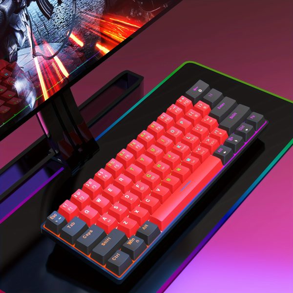 Snpurdiri 60% Wired Mechanical Keyboard, Mini Gaming Keyboard with 61 Red Switches Keys for PC, Windows XP, Win 7, Win 10 (Black-Red, Red Switches) - Image 3