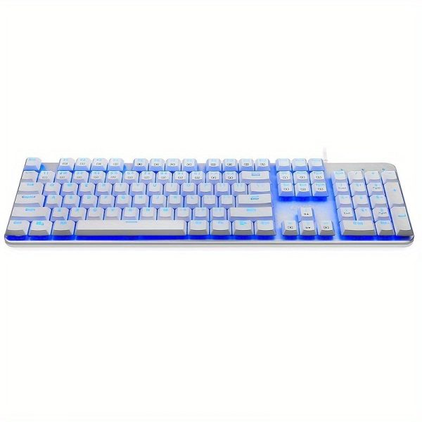 EagleTec KG051-BR Blue LED Backlit Mechanical Gaming Keyboard Low ProfileMechanical Gamers Keyboard 104 Key