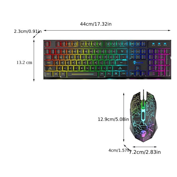 Gaming Keyboard And Mouse Sets Rainbow Backlit Ergonomic Usb Mechanical Feel Light Up Keyboard + 2400DPI 6 Buttons Optical Rainbow LED Usb Gaming Mouse + FREE Gaming Mouse Pads Compatible With PC Laptop - Image 2