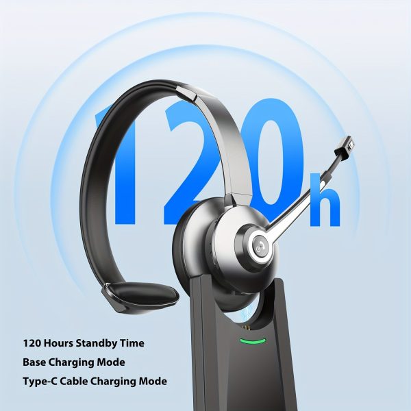 Vonztek Wireless Wireless Headset with Noise-Canceling Mic, USB Dongle & Charging Stand - Ideal for Calls, Office Use & Truckers