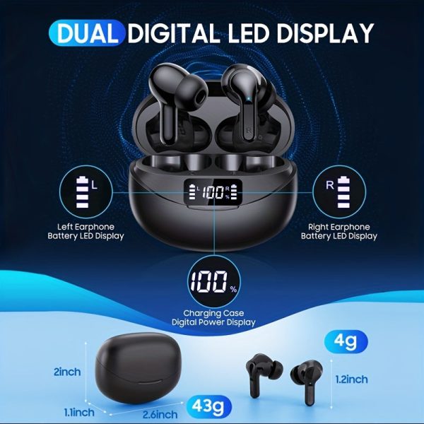 Wireless Earbuds V5.3 Earphones, 35Hrs Playtime Headphones LED Display Noise Cancelling Clear Calls Ear Buds with Charging Case for Workout/Office - Image 5