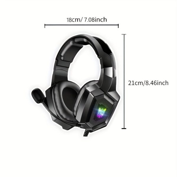 ONIKUMA Wired Gaming Headset, Closed Ear Cups, Noise Isolation, Adult Size, Capacitive Microphone, Adjustable Headband, HD Sound Quality, RGB Lighting, Plastic, Volume Control, Suitable for PC Gaming, Anime, TV Series, Movies, Animal Theme - Image 2