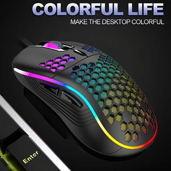 Wired USB Gaming Mouse With Heat Dissipation Lightweight Wired LED Gaming Mouse Honeycomb Design 7200dpi Ergonomic Optical 6 Buttons Gaming Mice For Computer Laptop