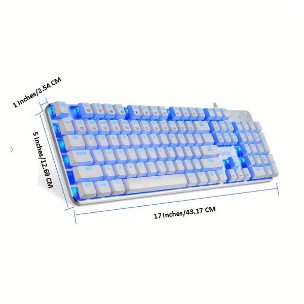 EagleTec KG051-BR Blue LED Backlit Mechanical Gaming Keyboard Low ProfileMechanical Gamers Keyboard 104 Key - Image 2