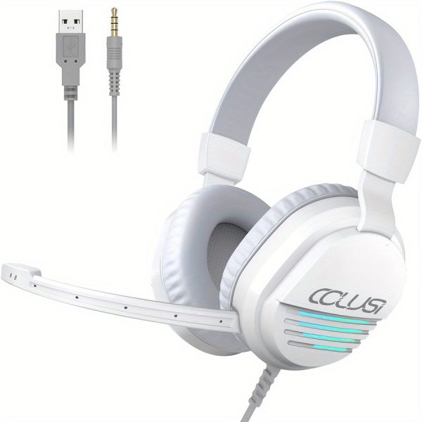 COLUSI Wired Over-Ear Gaming Headset with Noise Cancelling Mic, Sound Isolation, Volume Control, 3.5mm Jack, Wired Connectivity, Laptop Compatible, Non-Waterproof Plastic Build, Condenser Microphone, No Battery - LED Lights for PC, PS5, PS4, Xbox One, Swi - Image 3