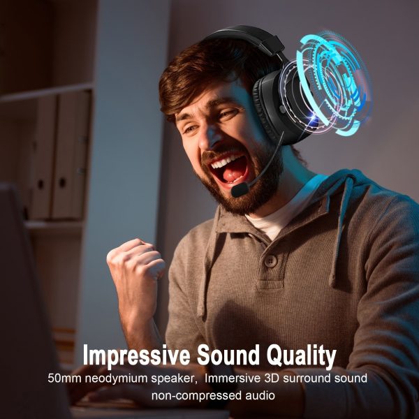 Ultra-Clear Wireless Gaming Headset with Detachable Mic - 3 Connectivity Modes, 1200mAh Battery for 48 Hrs Playtime, Low Latency & Noise Isolation - Perfect Holiday Gift - Image 5