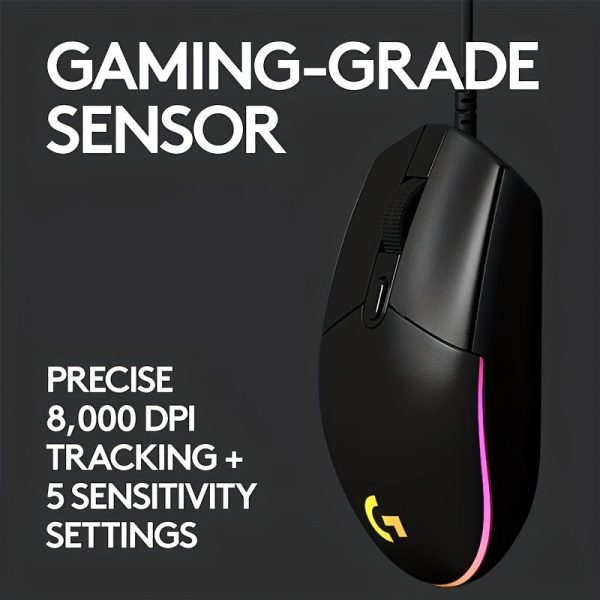 Logitech G102 Wired Gaming Mouse with Customizable RGB Lighting, High-Precision 8K DPI Sensor, Comfortable Right-Handed Design, Optical Movement Detection, Compatible with Windows 8, eSports Ready - Image 2