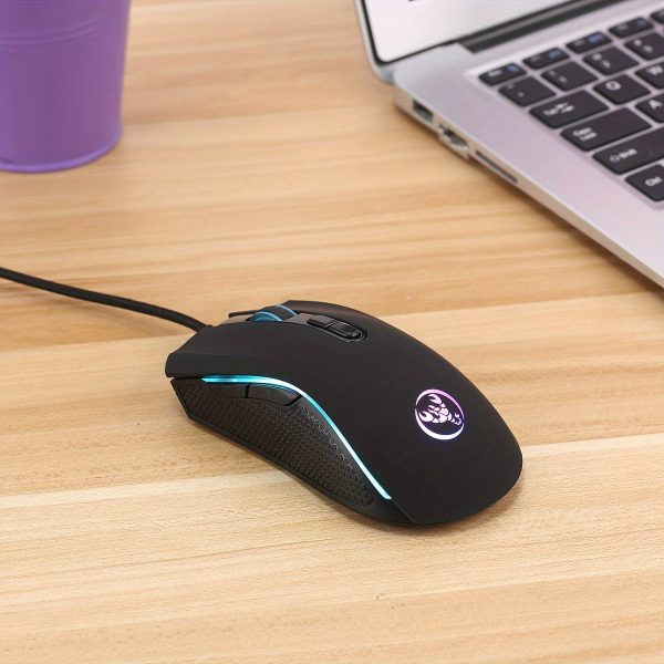 Right-Handed HXSJ Wired Mouse with Colorful Backlight, 3200DPI Adjustable, USB Optical Gaming Mouse - Suitable for Home And Office Use