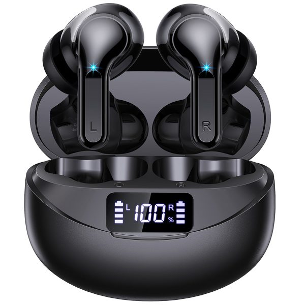 Wireless Earbuds V5.3 Earphones, 35Hrs Playtime Headphones LED Display Noise Cancelling Clear Calls Ear Buds with Charging Case for Workout/Office