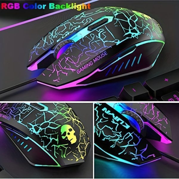 Gaming Keyboard And Mouse Sets Rainbow Backlit Ergonomic Usb Mechanical Feel Light Up Keyboard + 2400DPI 6 Buttons Optical Rainbow LED Usb Gaming Mouse + FREE Gaming Mouse Pads Compatible With PC Laptop - Image 4