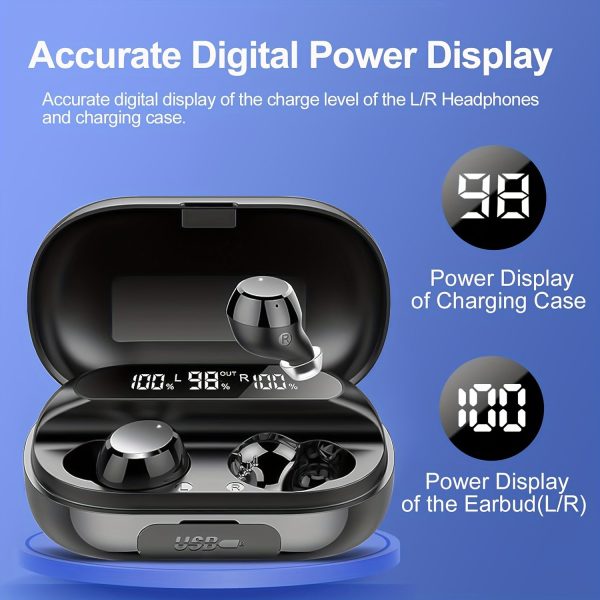 Headphones Wireless 5.3 With LED Power Display Screen 120H In Ear 2024 Sports Wireless Headphones With Noise Cancelling Microphone Suitable For IOS/Android Can Charge Mobile Phones Black - Image 5