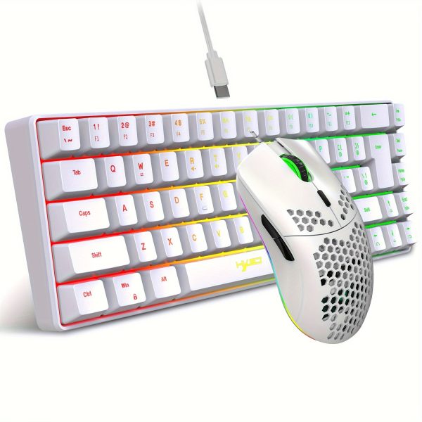 HXSJ-RGB Keyboard and Cellular Gaming Mouse, Compact 68-key Mini Wired keyboard RGB backlit 1000-6400 DPI mouse, keyboard and mouse Gaming PS4 Xbox PC Laptop Mac - Image 2