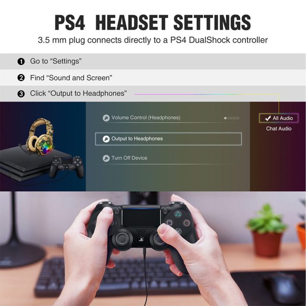 WINTORY Gaming Headset For PS4 PC Xbox One PS5 Controller - Image 4