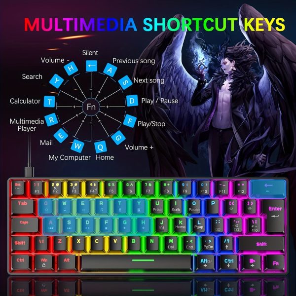 60% Wired Mechanical Gaming Keyboard and Mouse Combo, Ultra-Compact Mini 62 Keys Type C Chroma 20 RGB Backlit Effects, RGB Backlit 6400 DPI Lightweight Gaming Mouse with Honeycomb Shell for PC/Mac - Image 6