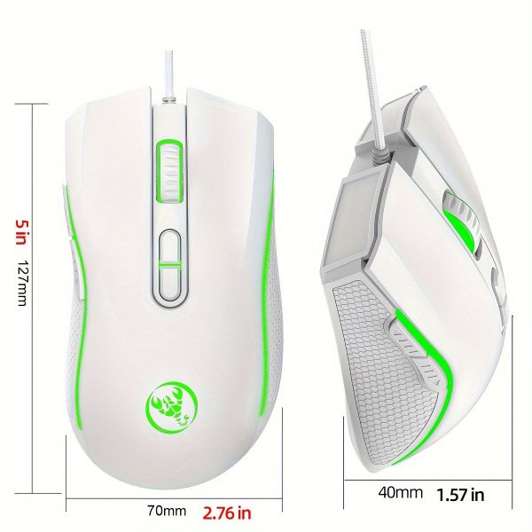 Right-Handed HXSJ Wired Mouse with Colorful Backlight, 3200DPI Adjustable, USB Optical Gaming Mouse - Suitable for Home And Office Use - Image 2