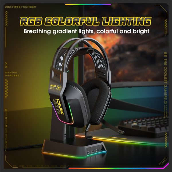 ONIKUMA Gaming Headset: Surround Sound with Noise-Cancelling Mic, RGB Lighting, and Soft Memory Earcups for PS5/PS4/Xbox One/Switch/PC/Mac Gaming - Image 3