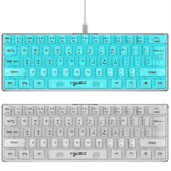 Full Transparent Keyboard, 61 Key Keyboard, TYPE-C Key Line Separation, Film Material, RGB Backlight, Office, Games More Cool! For Windows Laptop PC Mac Birthday/Easter/Presidents Day/Boy/Girlfriend Gift - Image 3