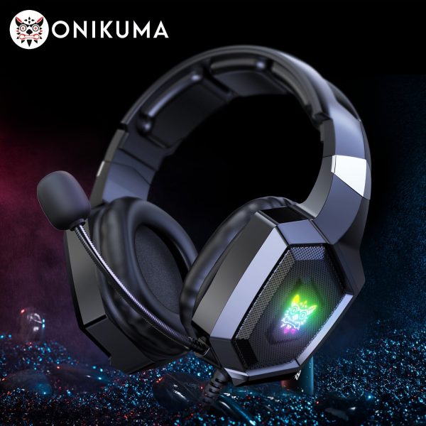 ONIKUMA K8 Wearable Gaming Headset For Computer With Microphone Wired Headset-gaming Headphones For PS4/PS5/Xbox One/PC With LED Lights, For Playstation Headset With Noise Reduction 7.1 Surround Sound Over-Ear And Wired 3.5mm Jack - Image 3