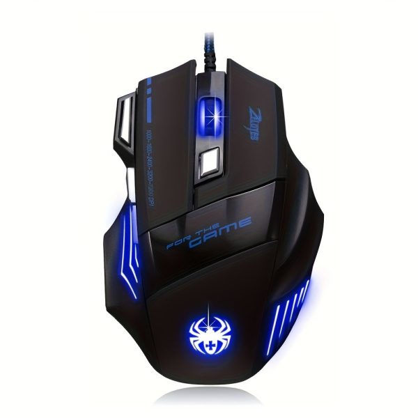 Zelotes T-80 Ergonomic Wired Gaming Mouse, Right-Hand Orientation, Optical Movement Detection, 7200 DPI, 7 Programmable Buttons, RGB LED, No Battery Required, Compatible with PC/Mac Pro Gamer - Image 3