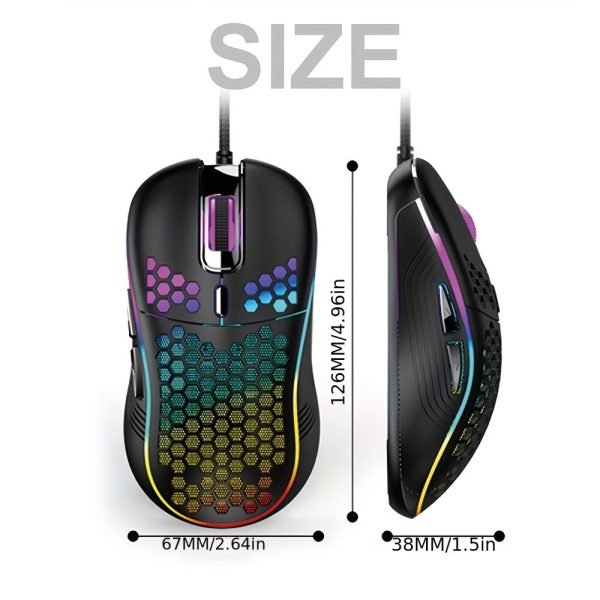 Wired USB Gaming Mouse With Heat Dissipation Lightweight Wired LED Gaming Mouse Honeycomb Design 7200dpi Ergonomic Optical 6 Buttons Gaming Mice For Computer Laptop - Image 2