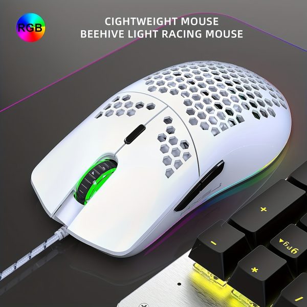 Wired Gaming Mouse, J900 6 RGB Lighting 6400 DPI Programmable USB Gaming Mice with 6 buttons, Honeycomb Shell Ergonomic Design for PC Gamers and Xbox and PS4 Users - Image 6