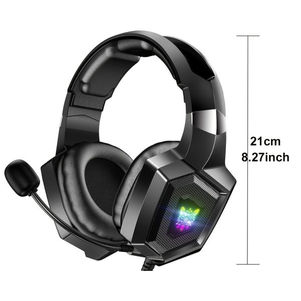 ONIKUMA K8 Wearable Gaming Headset For Computer With Microphone Wired Headset-gaming Headphones For PS4/PS5/Xbox One/PC With LED Lights, For Playstation Headset With Noise Reduction 7.1 Surround Sound Over-Ear And Wired 3.5mm Jack - Image 2