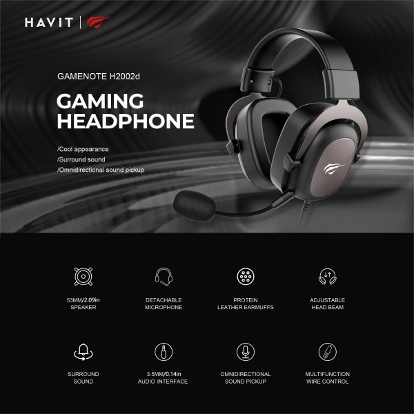 HAVIT Comfort Gaming Headset with Protein Faux Leather Ear Cups, 3.5mm Jack, Surround Sound, Removable Mic - Wide Compatibility