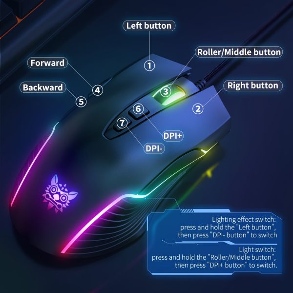 ONIKUMA CW905 Wired Mouse Game Lightweight Usb Computer Laptop Mute Mouse - Image 4