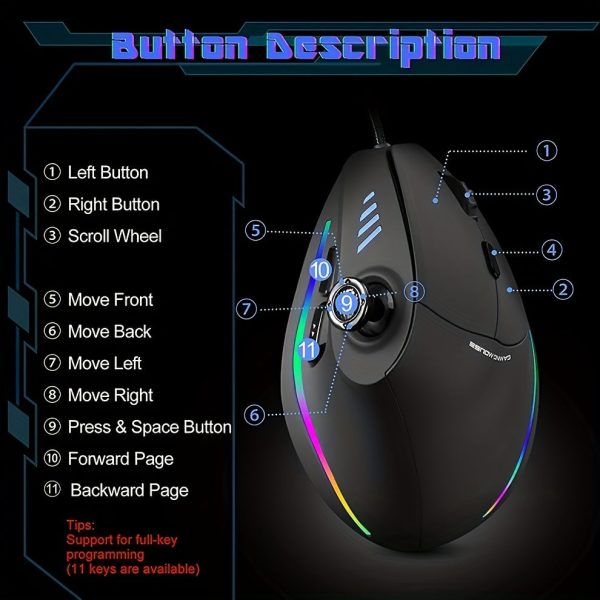 Master C18 Rocker Vertical Gaming Mouse E-sports Dedicated Wired Grip Custom Macro Programming Marquee