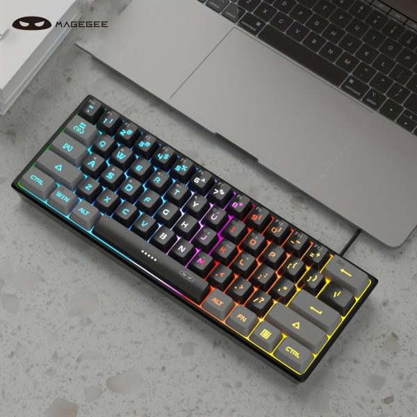 MageGee TS91 Mini 60% Gaming/Office Keyboard, Waterproof Keycap Type Wired RGB Backlit Compact Computer Keyboard For Windows/Mac/Laptop