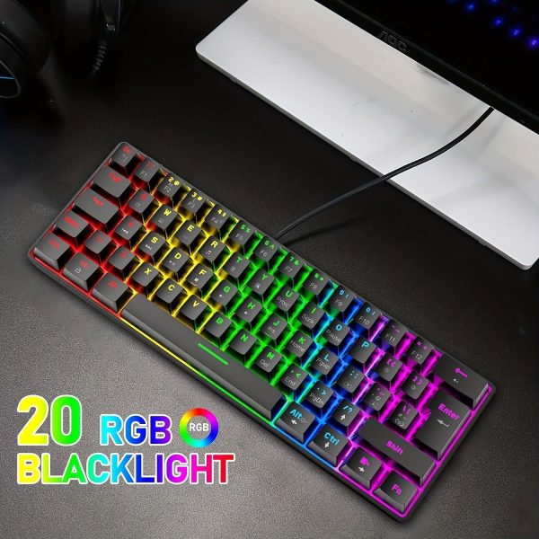 60% Wired Mechanical Gaming Keyboard and Mouse Combo, Ultra-Compact Mini 62 Keys Type C Chroma 20 RGB Backlit Effects, RGB Backlit 6400 DPI Lightweight Gaming Mouse with Honeycomb Shell for PC/Mac - Image 4