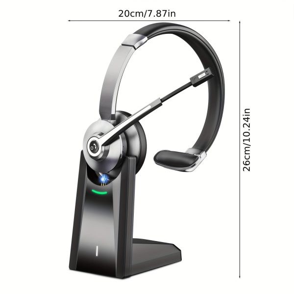 Vonztek Wireless Wireless Headset with Noise-Canceling Mic, USB Dongle & Charging Stand - Ideal for Calls, Office Use & Truckers - Image 2